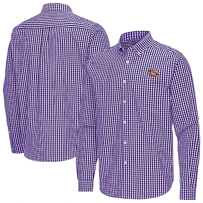 Antigua LSU Tigers Ellis Woven Tri-Blend Long Sleeve Button-Down Shirt