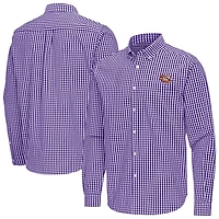 Antigua LSU Tigers Ellis Woven Tri-Blend Long Sleeve Button-Down Shirt