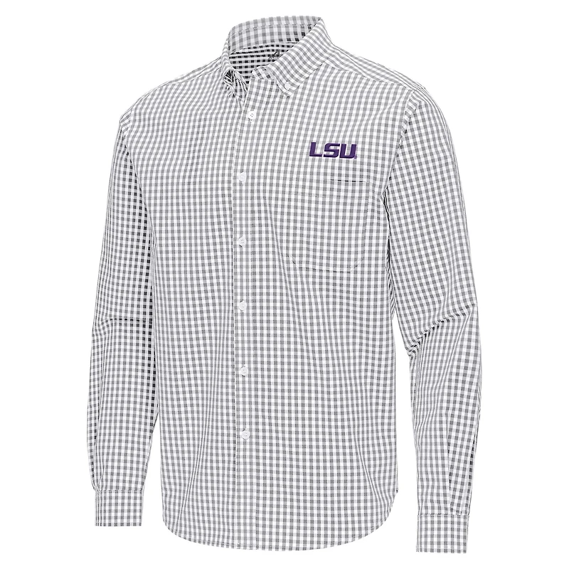 Antigua LSU Tigers Ellis Woven Tri-Blend Long Sleeve Button-Down Shirt
