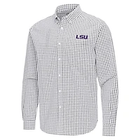 Antigua LSU Tigers Ellis Woven Tri-Blend Long Sleeve Button-Down Shirt