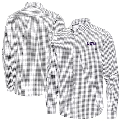 Antigua LSU Tigers Ellis Woven Tri-Blend Long Sleeve Button-Down Shirt