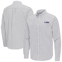 Antigua LSU Tigers Ellis Woven Tri-Blend Long Sleeve Button-Down Shirt