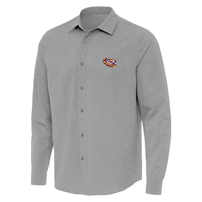 Antigua LSU Tigers Exposure Woven Long Sleeve Button-Up Shirt