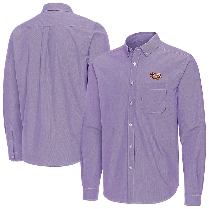 Antigua LSU Tigers Porter Woven Tri-Blend Long Sleeve Button-Down Shirt