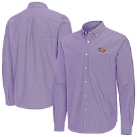 Antigua LSU Tigers Porter Woven Tri-Blend Long Sleeve Button-Down Shirt