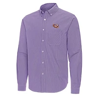 Antigua LSU Tigers Porter Woven Tri-Blend Long Sleeve Button-Down Shirt