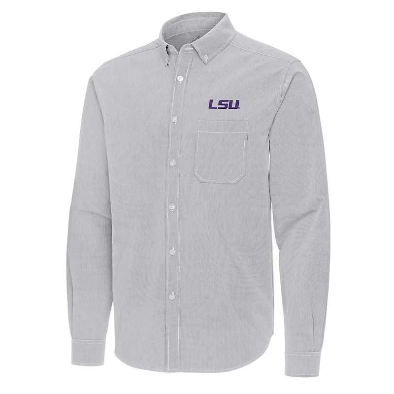 Antigua LSU Tigers Porter Woven Tri-Blend Long Sleeve Button-Down Shirt