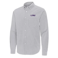 Antigua LSU Tigers Porter Woven Tri-Blend Long Sleeve Button-Down Shirt