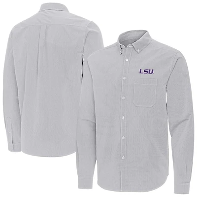 Antigua LSU Tigers Porter Woven Tri-Blend Long Sleeve Button-Down Shirt