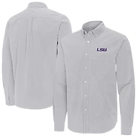 Antigua LSU Tigers Porter Woven Tri-Blend Long Sleeve Button-Down Shirt