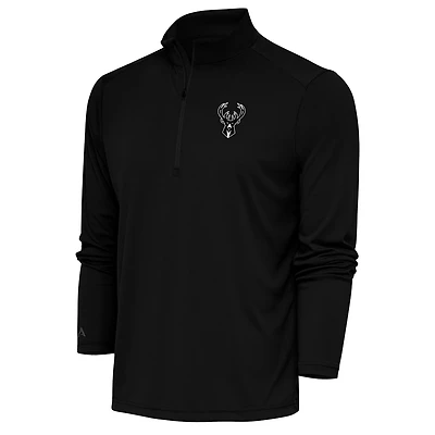 Antigua Men's Milwaukee Bucks Metallic Logo Tribute 1/4-Zip Top