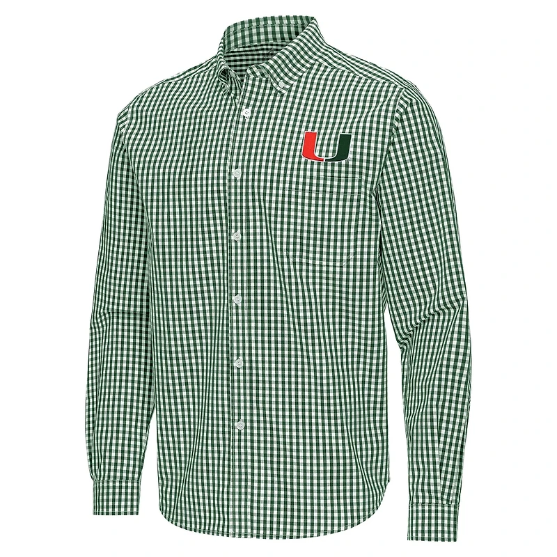 Antigua Miami Hurricanes Ellis Woven Tri-Blend Long Sleeve Button-Down Shirt