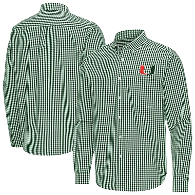 Antigua Miami Hurricanes Ellis Woven Tri-Blend Long Sleeve Button-Down Shirt