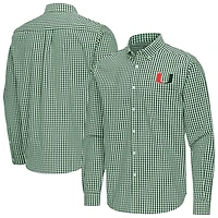Antigua Miami Hurricanes Ellis Woven Tri-Blend Long Sleeve Button-Down Shirt