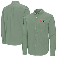 Antigua Miami Hurricanes Porter Woven Tri-Blend Long Sleeve Button-Down Shirt
