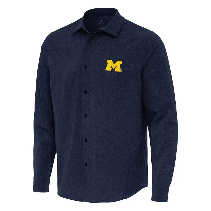 Antigua Michigan Wolverines Exposure Woven Long Sleeve Button-Up Shirt