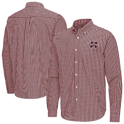 Antigua Mississippi State Bulldogs Ellis Woven Tri-Blend Long Sleeve Button-Down Shirt