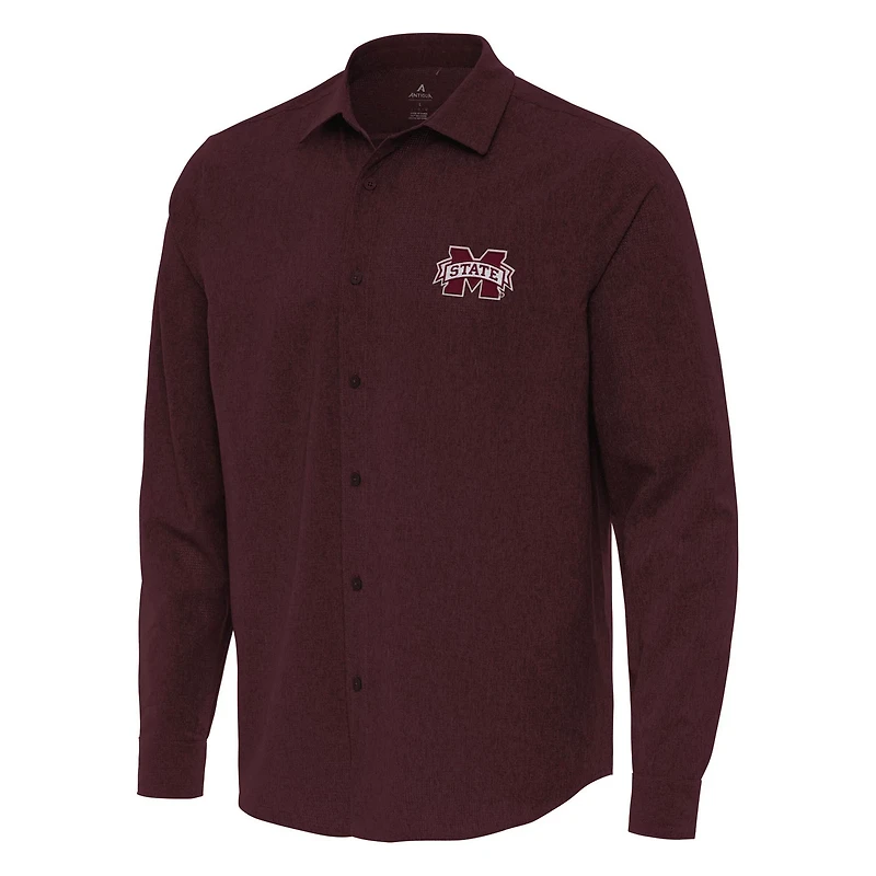 Antigua Mississippi State Bulldogs Exposure Woven Long Sleeve Button-Up Shirt