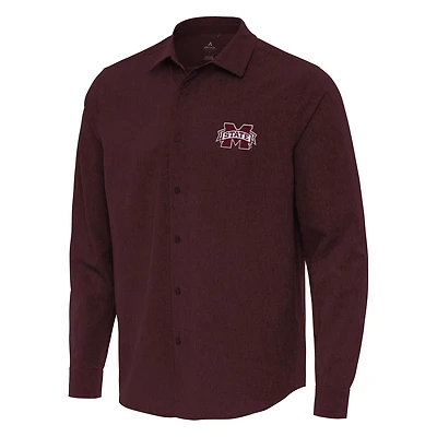 Antigua Mississippi State Bulldogs Exposure Woven Long Sleeve Button-Up Shirt