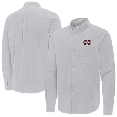 Antigua Mississippi State Bulldogs Porter Woven Tri-Blend Long Sleeve Button-Down Shirt