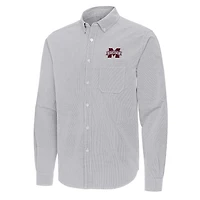 Antigua Mississippi State Bulldogs Porter Woven Tri-Blend Long Sleeve Button-Down Shirt