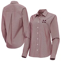 Antigua Mississippi State Bulldogs Porter Woven Tri-Blend Long Sleeve Button-Up Shirt