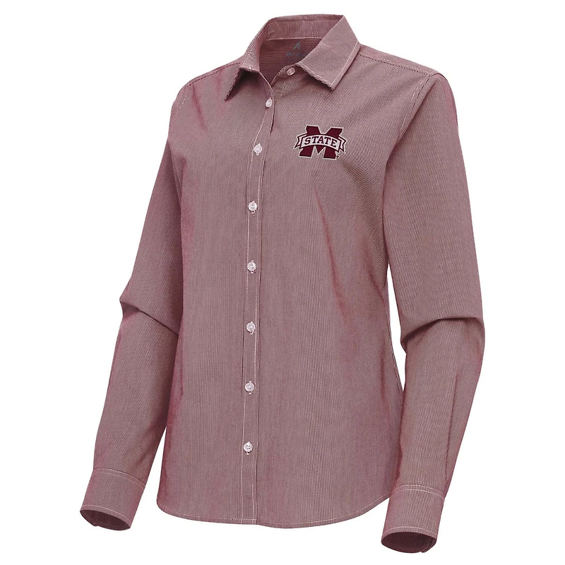 Antigua Mississippi State Bulldogs Porter Woven Tri-Blend Long Sleeve Button-Up Shirt
