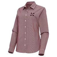 Antigua Mississippi State Bulldogs Porter Woven Tri-Blend Long Sleeve Button-Up Shirt