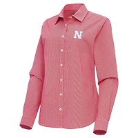 Antigua Nebraska Huskers Porter Woven Tri-Blend Long Sleeve Button-Up Shirt