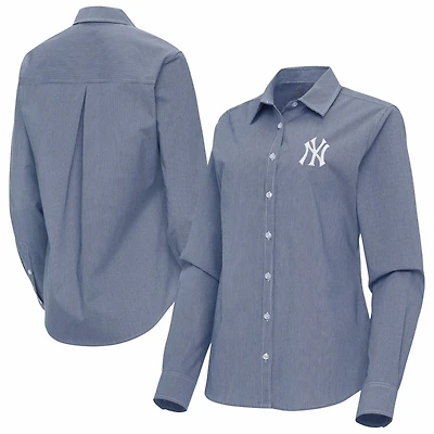 Antigua New York Yankees Porter Woven Long Sleeve Button-Up Shirt