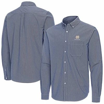 Antigua Notre Dame Fighting Irish Porter Woven Tri-Blend Long Sleeve Button-Down Shirt