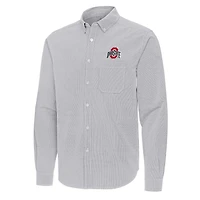 Antigua Ohio State Buckeyes Porter Woven Tri-Blend Long Sleeve Button-Down Shirt