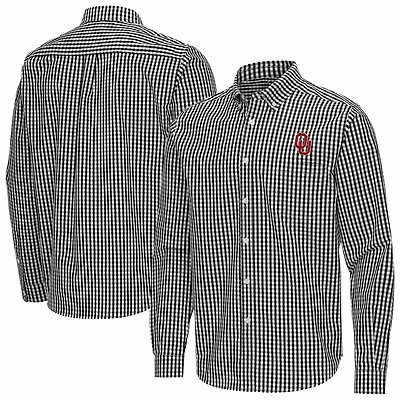 Antigua Oklahoma Sooners Ellis Woven Tri-Blend Long Sleeve Button-Down Shirt