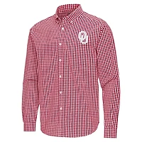 Antigua Oklahoma Sooners Ellis Woven Tri-Blend Long Sleeve Button-Down Shirt