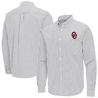 Antigua Oklahoma Sooners Ellis Woven Tri-Blend Long Sleeve Button-Down Shirt