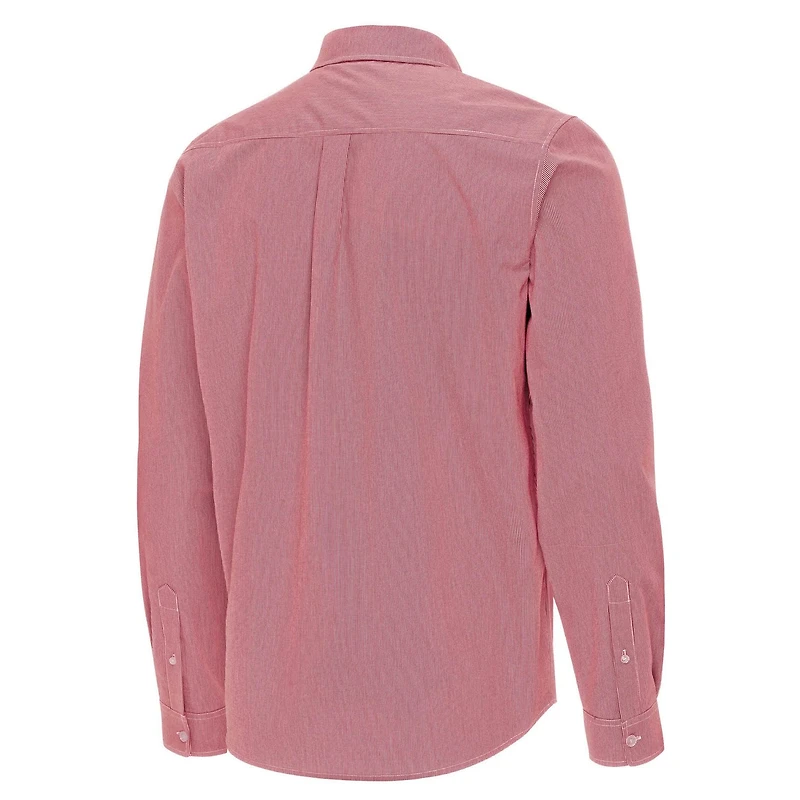 Antigua Oklahoma Sooners Porter Woven Tri-Blend Long Sleeve Button-Down Shirt