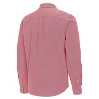 Antigua Oklahoma Sooners Porter Woven Tri-Blend Long Sleeve Button-Down Shirt