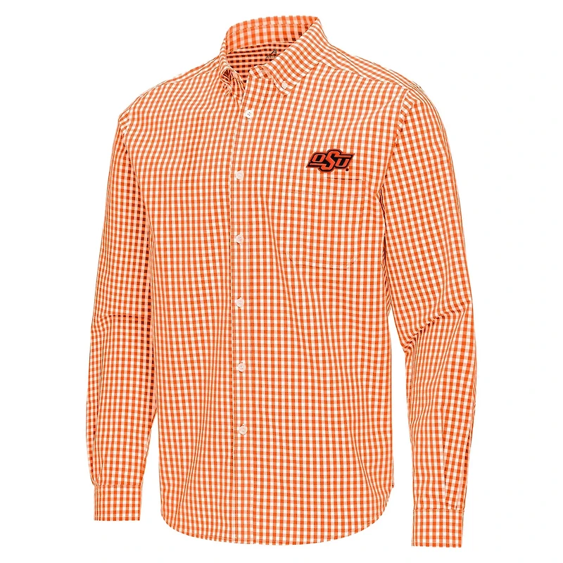 Antigua Oklahoma State Cowboys Ellis Woven Tri-Blend Long Sleeve Button-Down Shirt