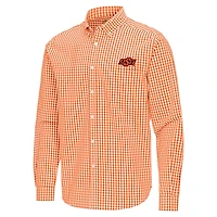 Antigua Oklahoma State Cowboys Ellis Woven Tri-Blend Long Sleeve Button-Down Shirt