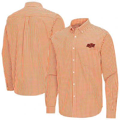Antigua Oklahoma State Cowboys Ellis Woven Tri-Blend Long Sleeve Button-Down Shirt