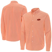 Antigua Oklahoma State Cowboys Porter Woven Tri-Blend Long Sleeve Button-Down Shirt