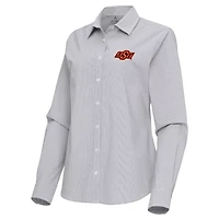 Antigua Oklahoma State Cowboys Porter Woven Tri-Blend Long Sleeve Button-Up Shirt