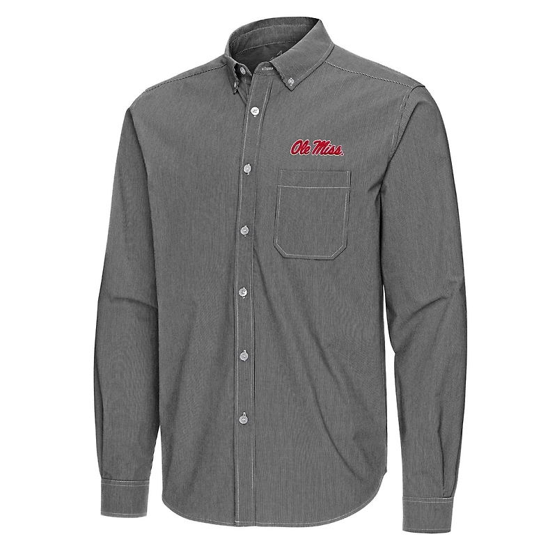 Antigua Ole Miss Rebels Porter Woven Tri-Blend Long Sleeve Button-Down Shirt