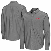 Antigua Ole Miss Rebels Porter Woven Tri-Blend Long Sleeve Button-Down Shirt