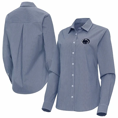 Antigua Penn State Nittany Lions Porter Woven Tri-Blend Long Sleeve Button-Up Shirt