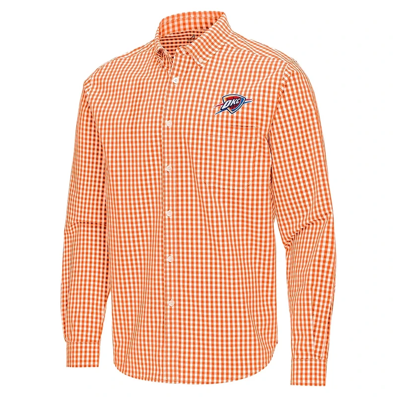 Antigua Powder Oklahoma City Thunder Ellis Woven Tri-Blend Button-Down Shirt