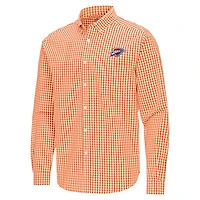 Antigua Powder Oklahoma City Thunder Ellis Woven Tri-Blend Button-Down Shirt