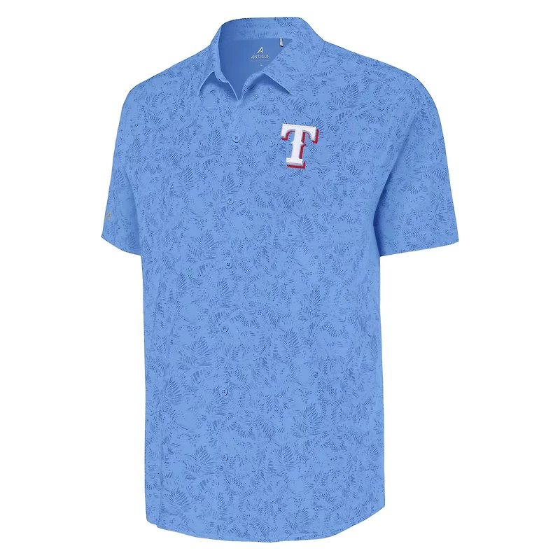 Antigua Powder Texas Rangers Lush Button-Up Shirt