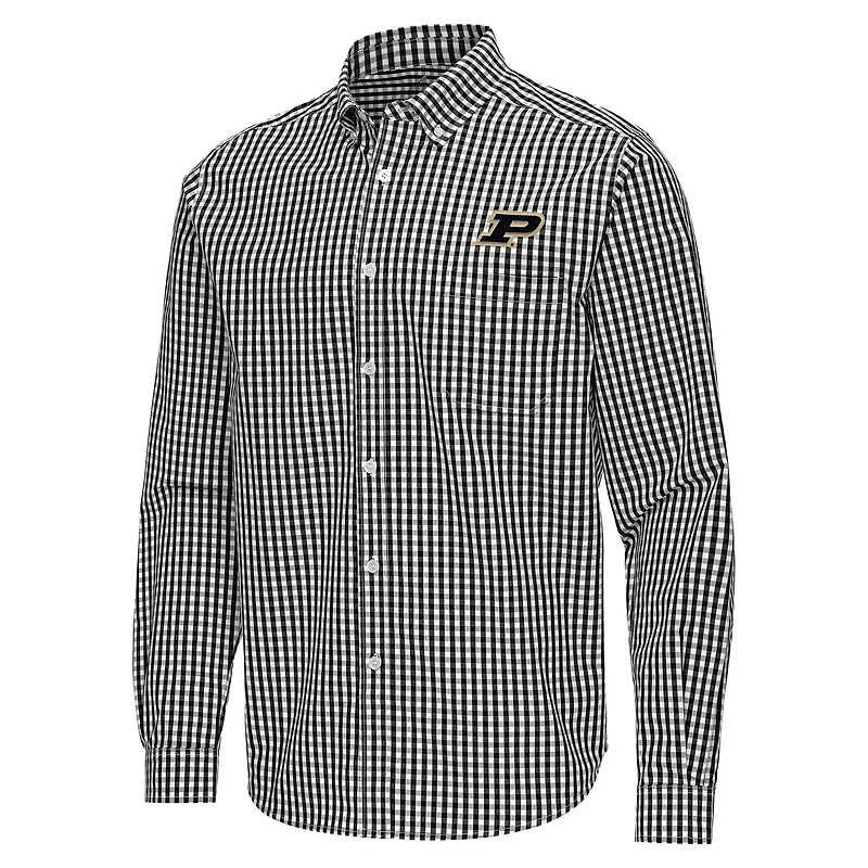 Antigua Purdue Boilermakers Ellis Woven Tri-Blend Long Sleeve Button-Down Shirt