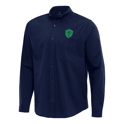 Antigua Seattle Sounders FC Flight Woven Tri-Blend Long Sleeve Button-Down Shirt